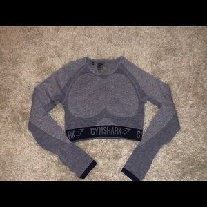 Gymshark steel blue/navy flex crop long sleeve